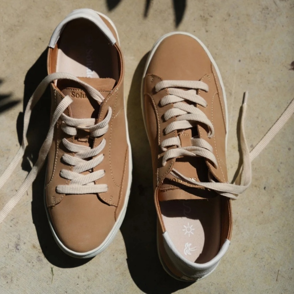 Soludos The Ibiza classic sneaker leather Women's champagne white Sneakers‎ 9.5 - Picture 14 of 16